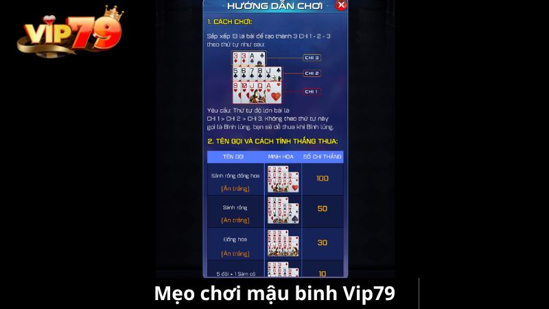 Cách chơi Game bài mậu binh Vip79