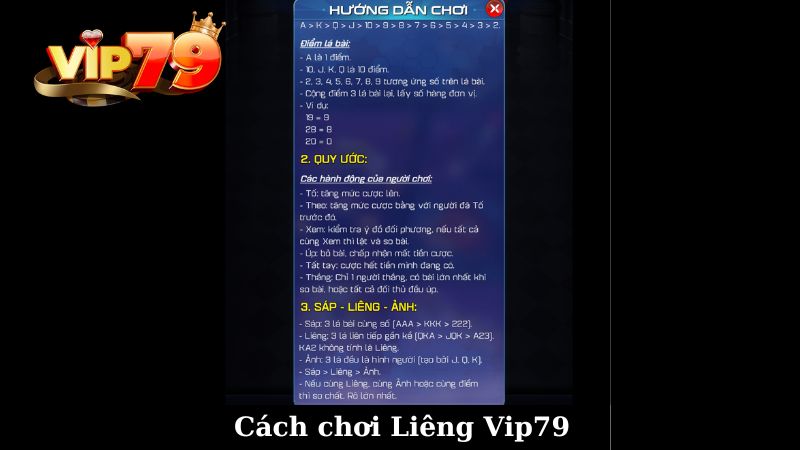 Cách chơi game bài Liêng Vip79