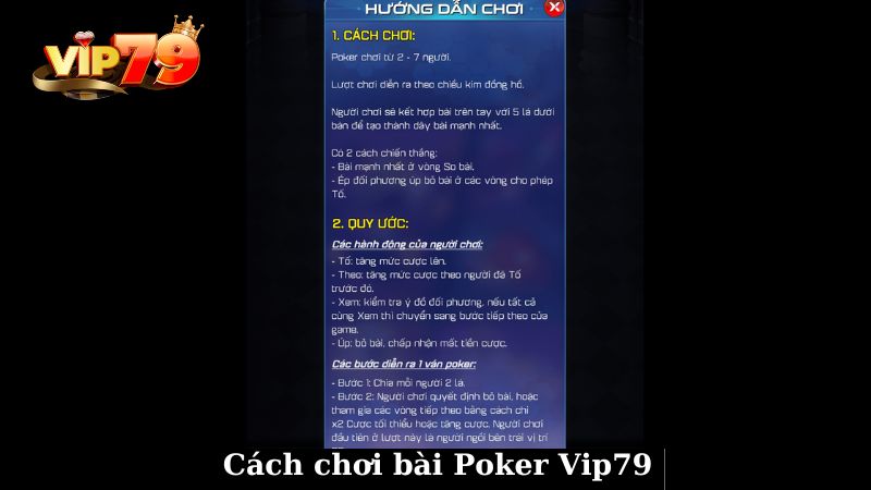 Cách chơi game bài Poker Vip79