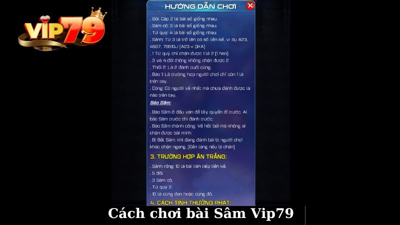 Luật chơi bài sâm Vip79 chi tiết